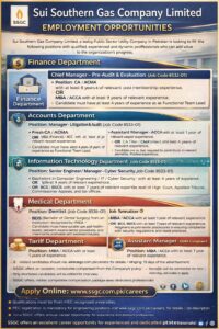 Job opportunities at Sui Southern Gas